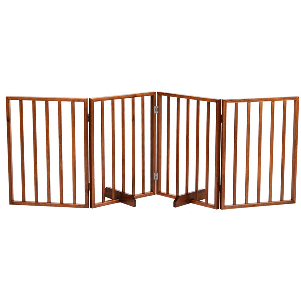 24 Inch Brown Foldable 4-piece Pet Fence - MAYONAL STORE