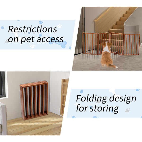 24 Inch Brown Foldable 4-piece Pet Fence - MAYONAL STORE