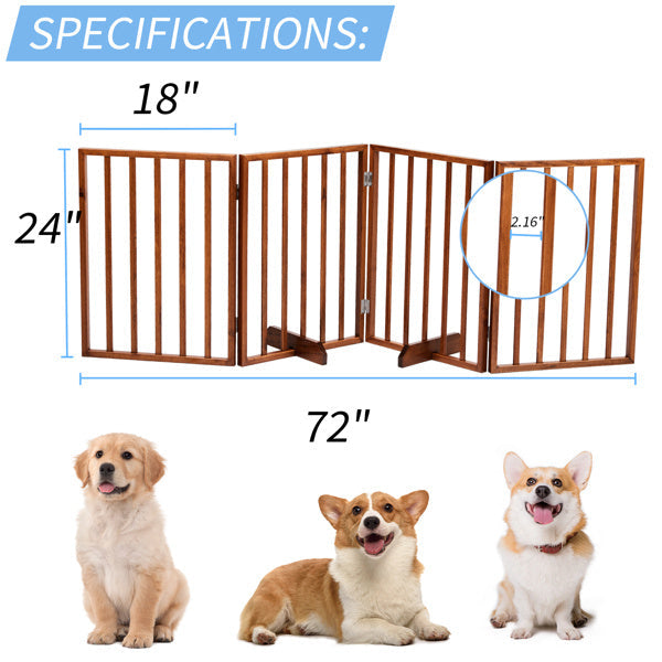 24 Inch Brown Foldable 4-piece Pet Fence - MAYONAL STORE